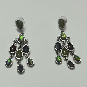 Elegant Silver and Green Dangle Earrings